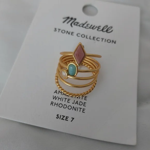 NWT Madewell Stone Collection ring & necklace set, ring sz 7 - Picture 3 of 8